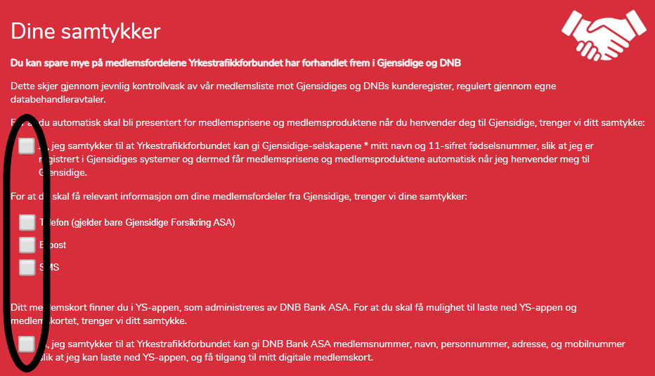 Oppdater samtykkene dine for å hindre å miste viktige medlemsfordeler gjennom YTF.