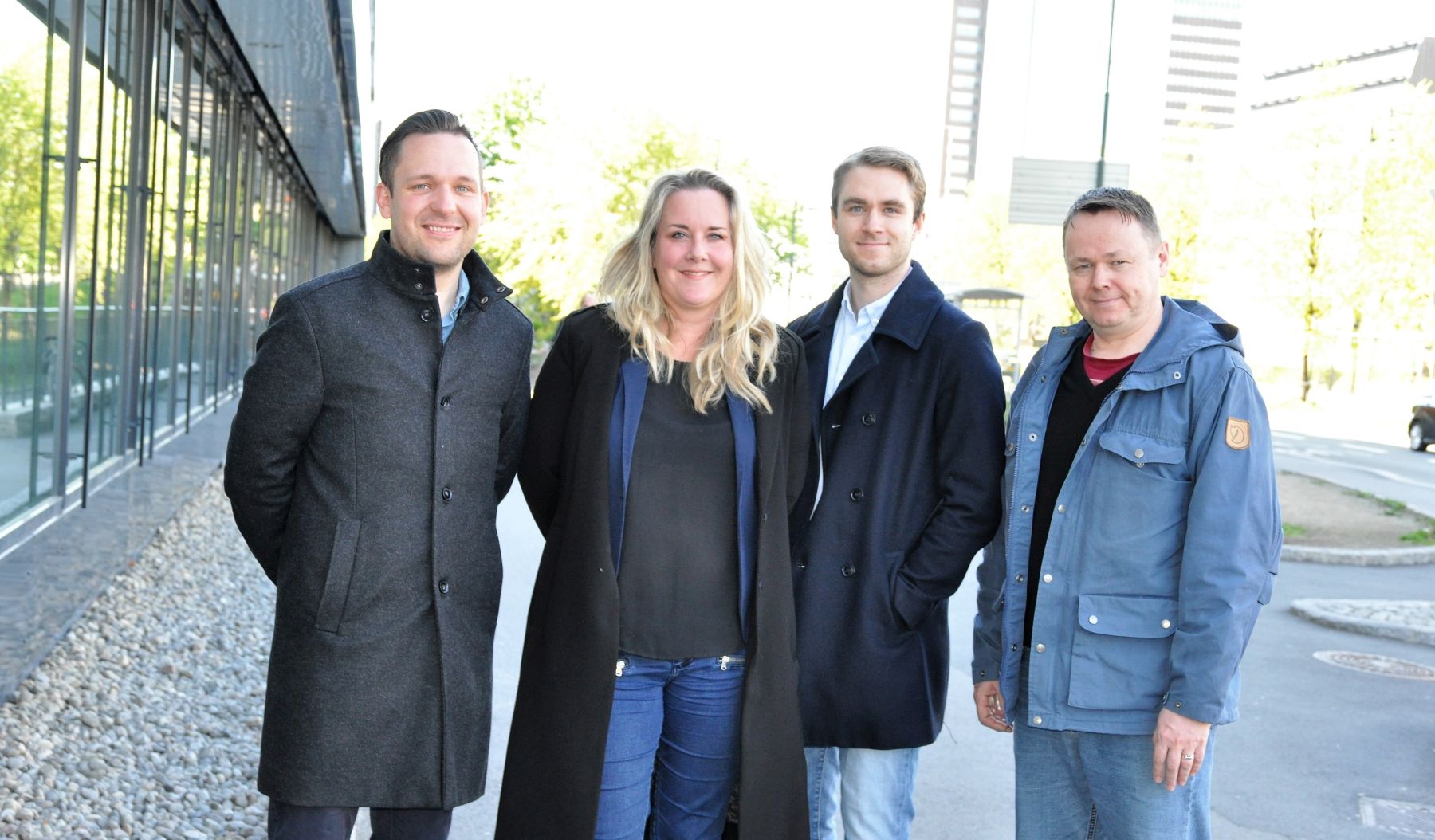 YS Kommunes forhandlingsdelegasjon, f.v.: Petter Sommervold/Yrkestrafikkforbundet, Monica Deildok/Delta, Simen Bjerke/Delta og Bjørn-Are Sæther/Parat. Foto: Gunhild Lervåg/Delta