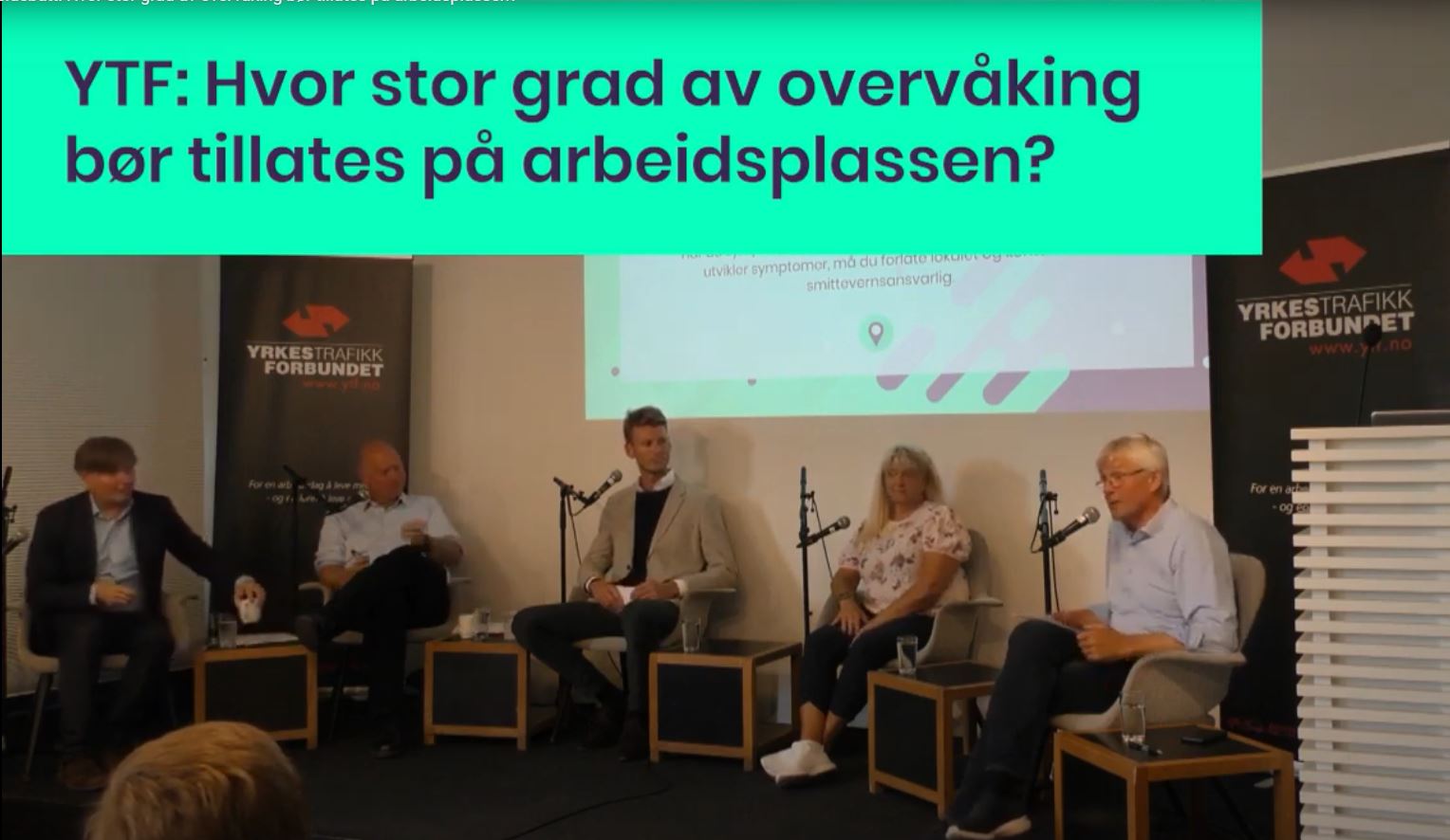 YTFs Marius Træland deltok i paneldebatt om overvåking på arbeidsplassen.